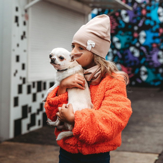GIRL BEANIE WITH TUB Beige