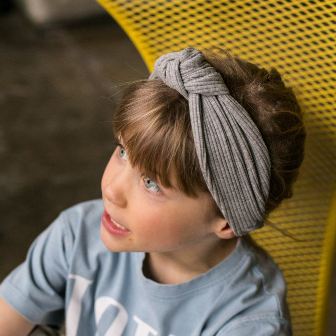 KNOT HEADBAND GREY RIB