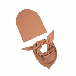 BEANIE WITH SCARF NUDE RIB