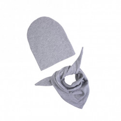 CZAPKA Z CHUSTĄ PRĄŻKOWANA GREY RIB