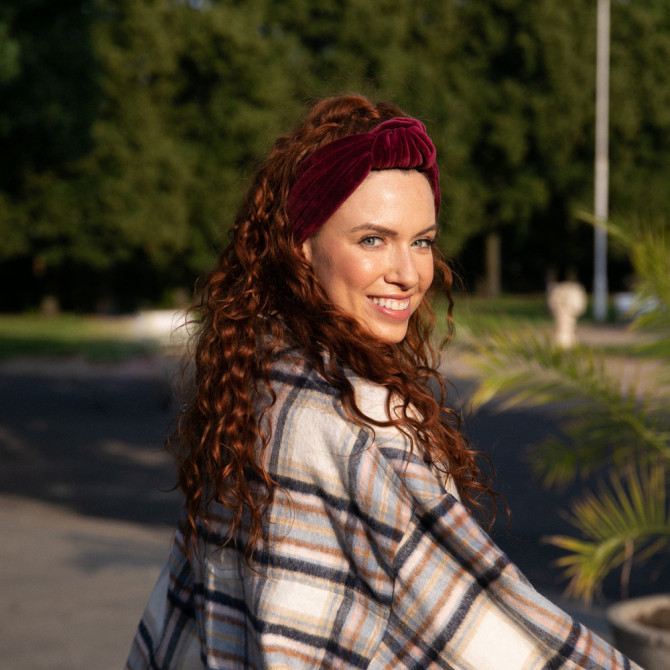 KNOT HEADBAND VELVET BURGUNDY