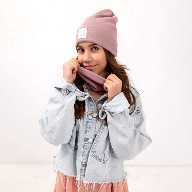 CZAPKA Z KOMINEM DUSTY ROSE LINE6-12 mc