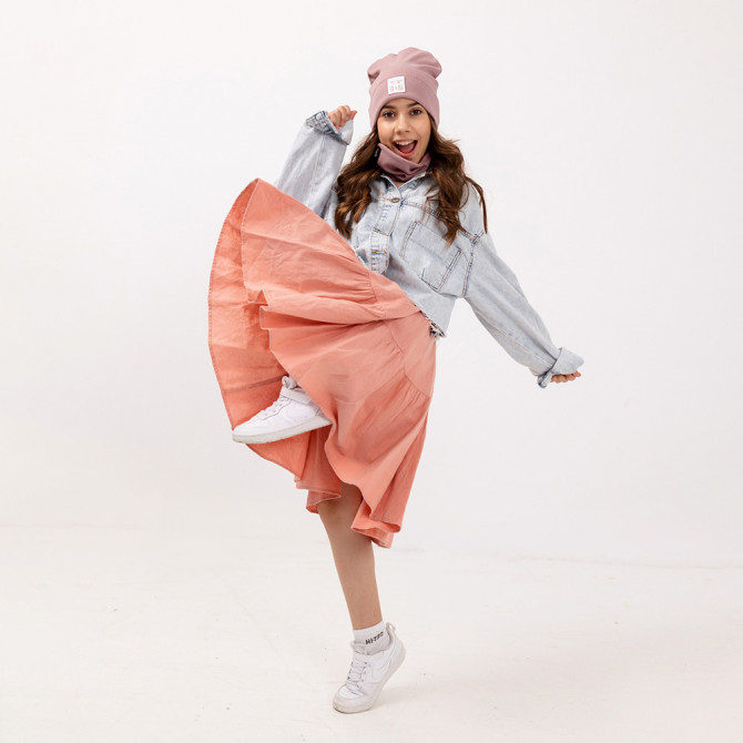 CZAPKA Z KOMINEM DUSTY ROSE LINE6-12 mc