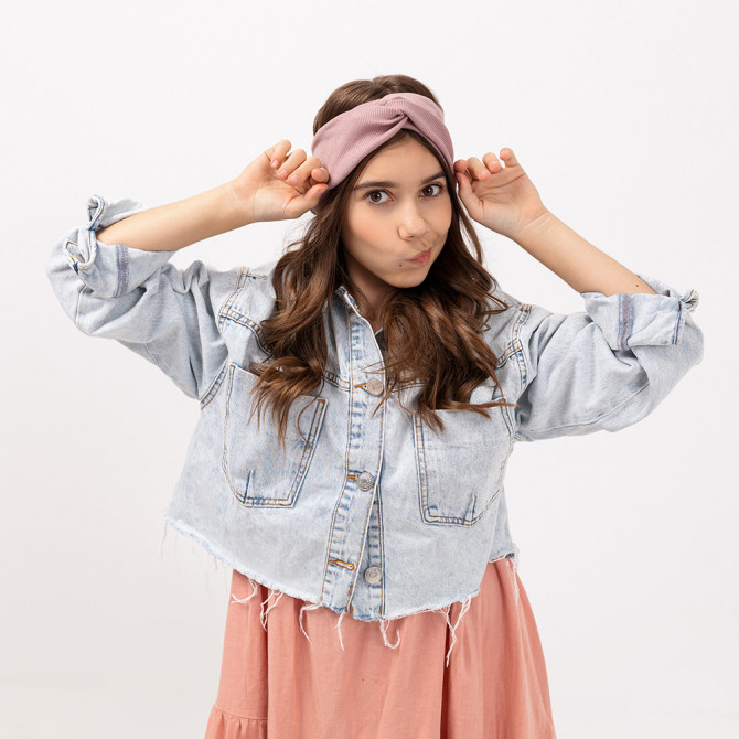 TWIST HEADBAND DUSTY ROSE LINE