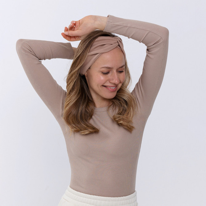 TWIST HEADBAND BEIGE LINE