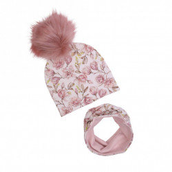 KOMPLET ZIMOWY MAGNOLIA CREAM Z POMPONEM