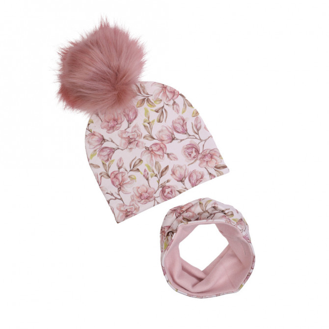 KOMPLET ZIMOWY MAGNOLIA CREAM Z POMPONEM
