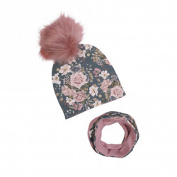 KOMPLET ZIMOWY LADY ROSA Z POMPONEM