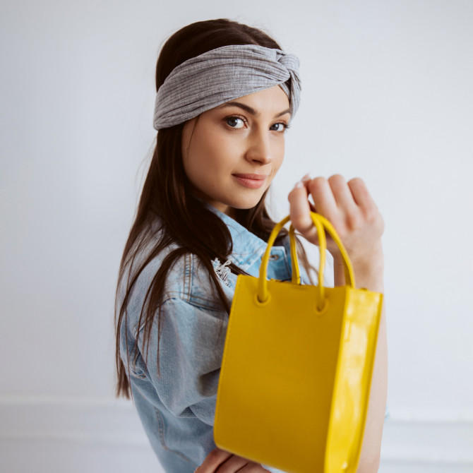 TWIST HEADBAND GREY RIB
