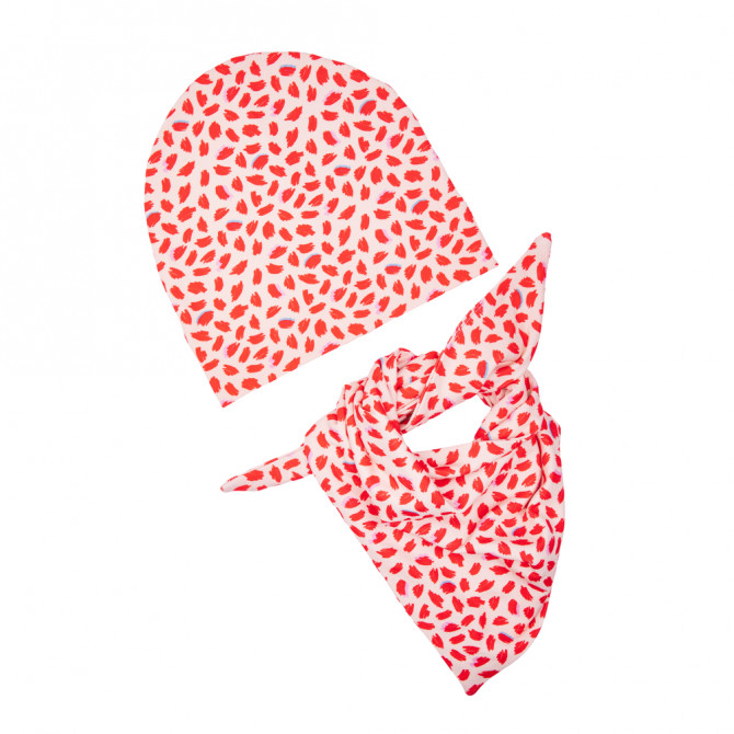CZAPKA Z CHUSTĄ red lipstick