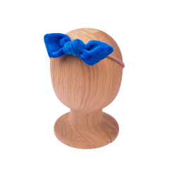 KNOT BABY HEADBAND VELVET ROYAL BLUE