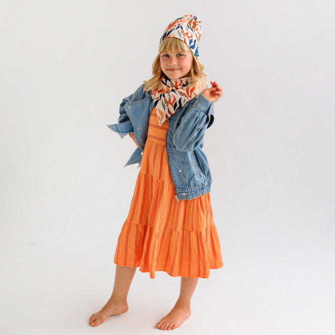 GIRL BEANIE WITH SCARF FLAMES