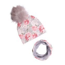 KOMPLET ZIMOWY ROYAL PEONY Z POMPONEM