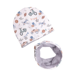WINTER SET BEANIE WITH TUB LET'S PLAY WHITE