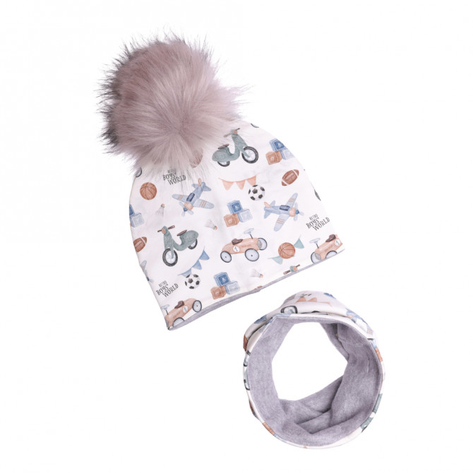 WINTER SET LET'S PLAY WHITE WITH POMPOM
