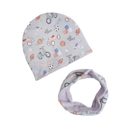 WINTER SET BEANIE WITH TUB LET'S PLAY BLUE