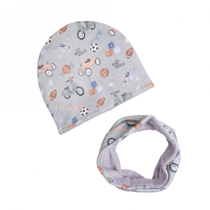 WINTER SET BEANIE WITH TUB LET'S PLAY BLUE