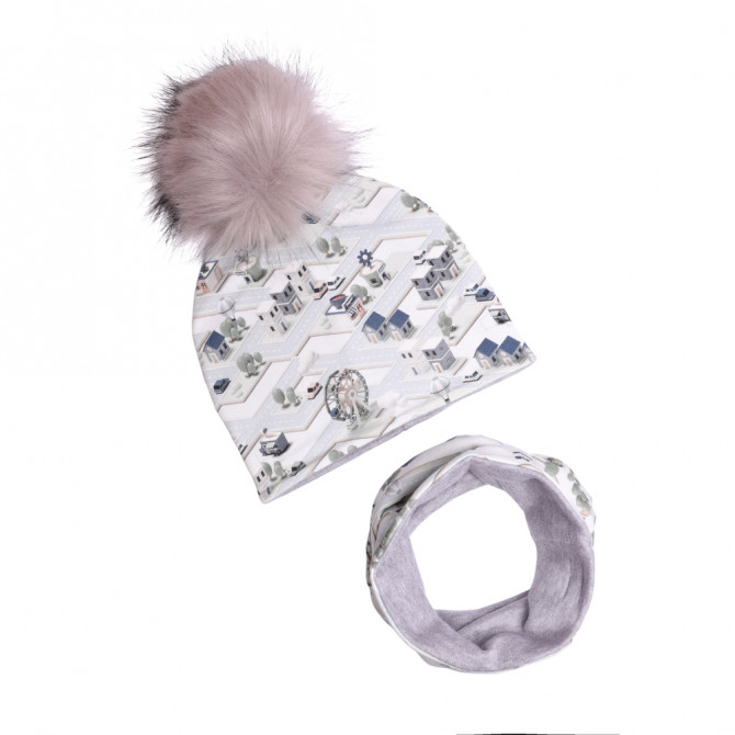 WINTER SET CITY WITH POMPOM