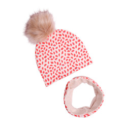KOMPLET ZIMOWY RED LIPSTTICK Z POMPONEM