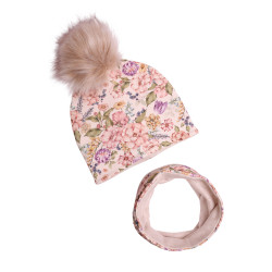KOMPLET ZIMOWY SCARLETT CREAM Z POMPONEM