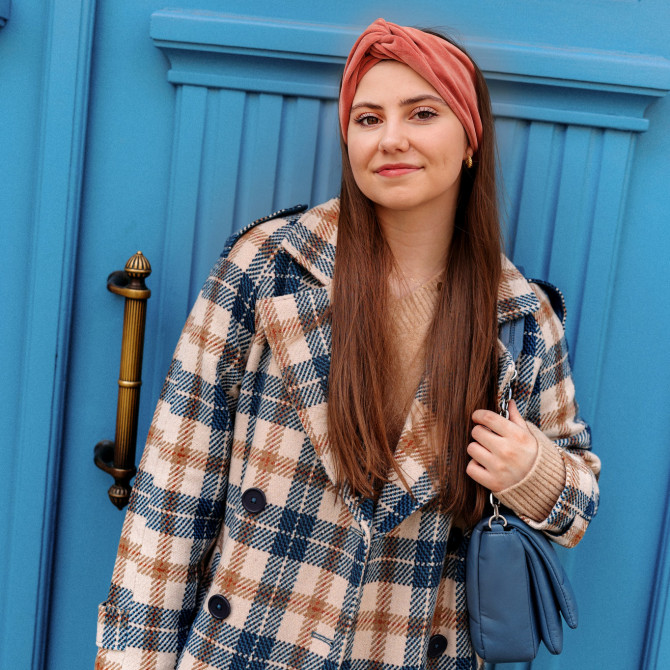 TWIST HEADBAND VELVET TERRACOTTA