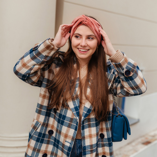 TWIST HEADBAND VELVET TERRACOTTA