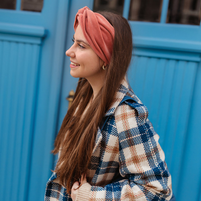 TWIST HEADBAND VELVET TERRACOTTA