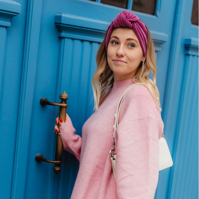 KNOT HEADBAND VELVET FUCHSIA