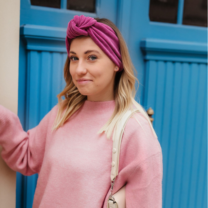 KNOT HEADBAND VELVET FUCHSIA
