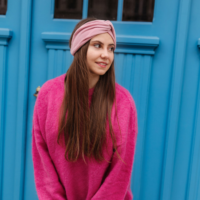 OPASKA NA GŁOWĘ TWISTULA VELVET PINK