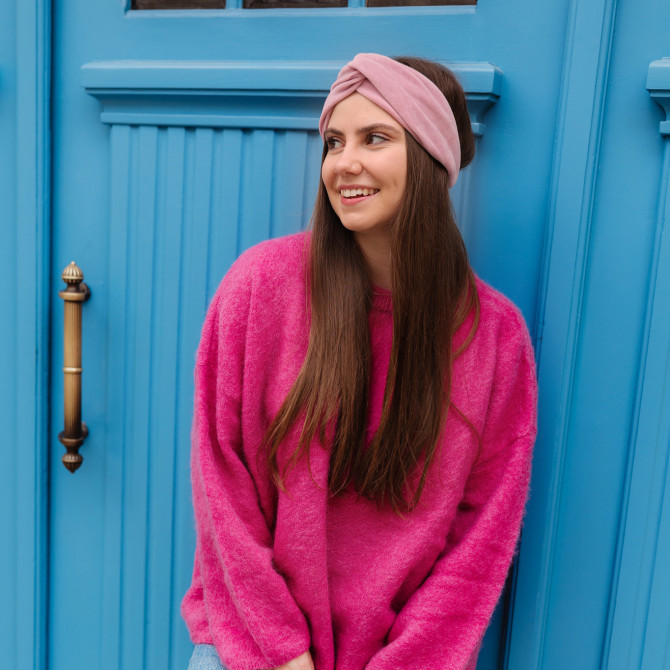 TWIST HEADBAND VELVET PINK