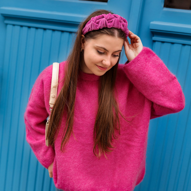 RIPPLE HEADBAND VELVET FUCHSIA