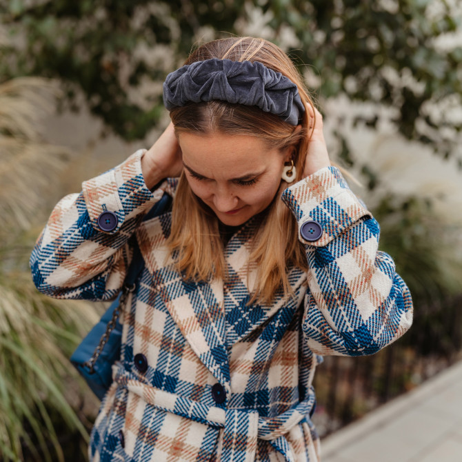 RIPPLE HEADBAND VELVET DARK GREY