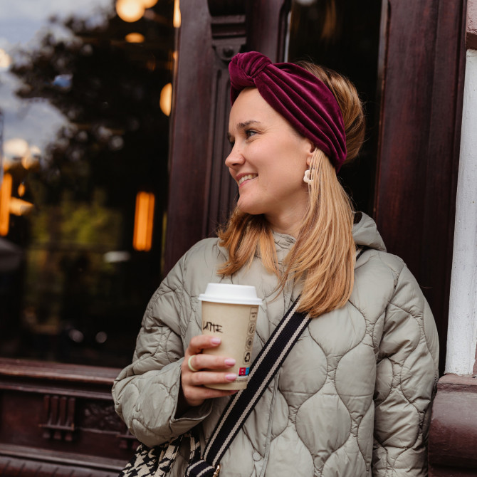 KNOT HEADBAND VELVET BURGUNDY