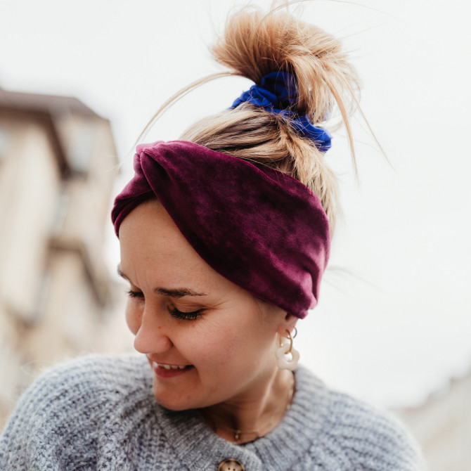 TWIST HEADBAND VELVET BURGUNDY