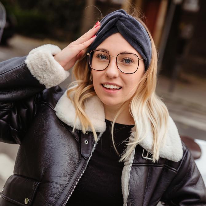 TWIST HEADBAND VELVET DARK GREY