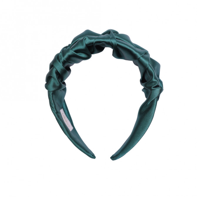 RIPPLE HEADBAND SATIN BOTTLE GREEN