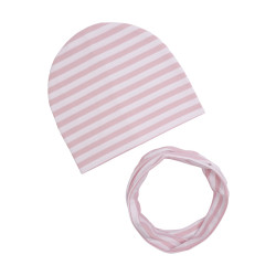 GIRL BEANIE WITH TUB POWDER STRIPES