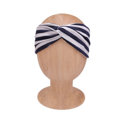 TWIST HEADBAND NAVY STRIPES