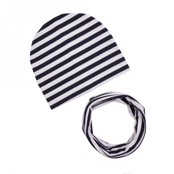 GIRL BEANIE WITH TUB NAVY STRIPES