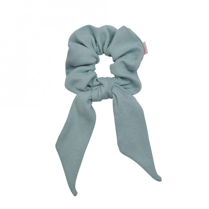 SCRUNCHIE WITH TAIL AQUA LINE