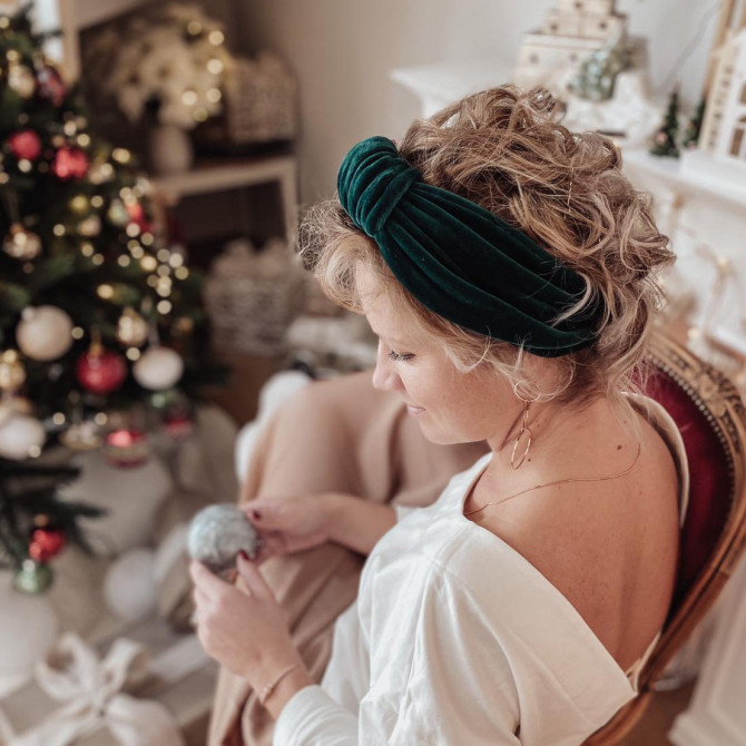 KNOT HEADBAND VELVET GREEN
