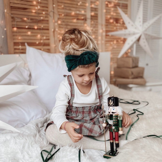 KNOT HEADBAND VELVET GREEN 4-8 y