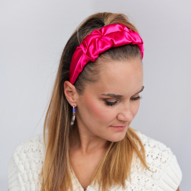 RIPPLE HEADBAND SATIN FUCHSIA