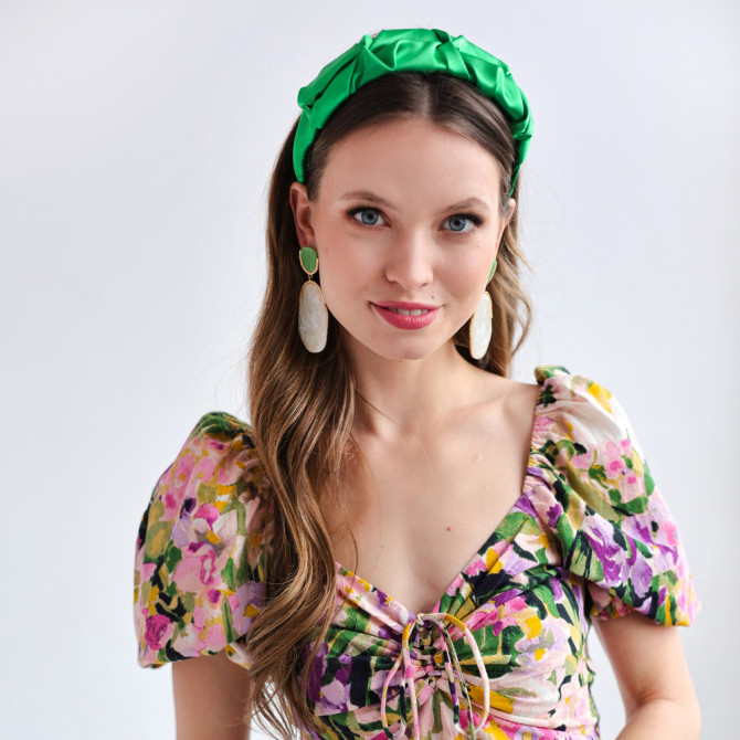 RIPPLE HEADBAND SATIN GREEN