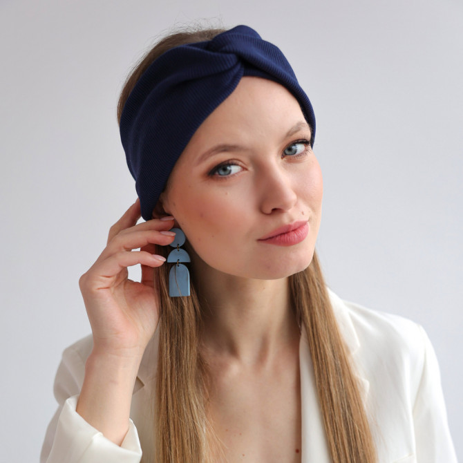 TWIST HEADBAND NAVY LINE