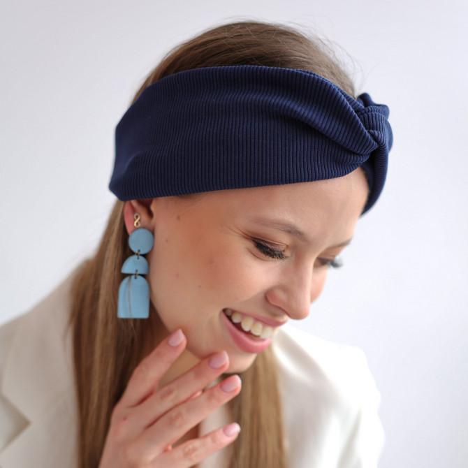 TWIST HEADBAND NAVY LINE