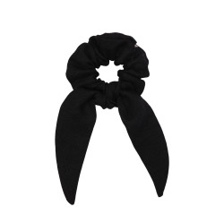 SCRUNCHIE WITH TAIL BLACK LINEN