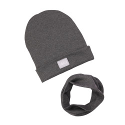 GIRL BEANIE WITH TUB DARK GREY LINE
