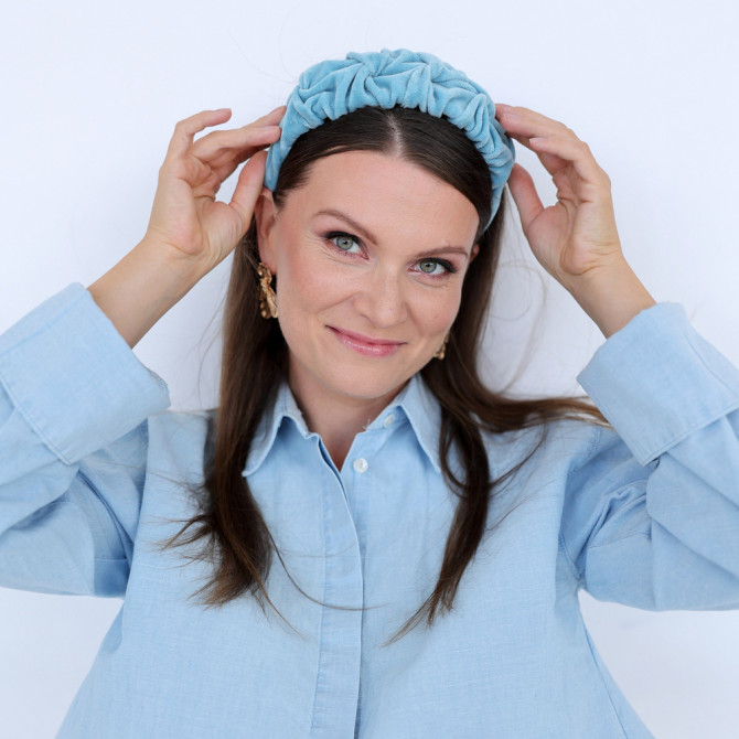 RIPPLE HEADBAND VELVET OCEAN